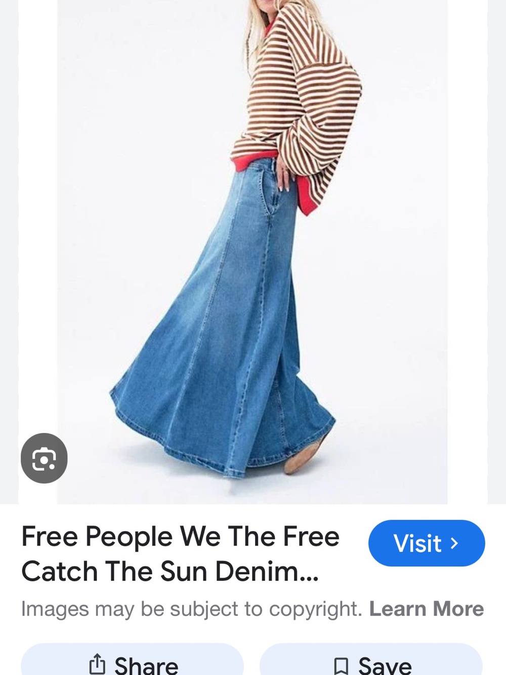 We The Free Light Blue Denim Maxi Skirt - Picture 2 of 8
